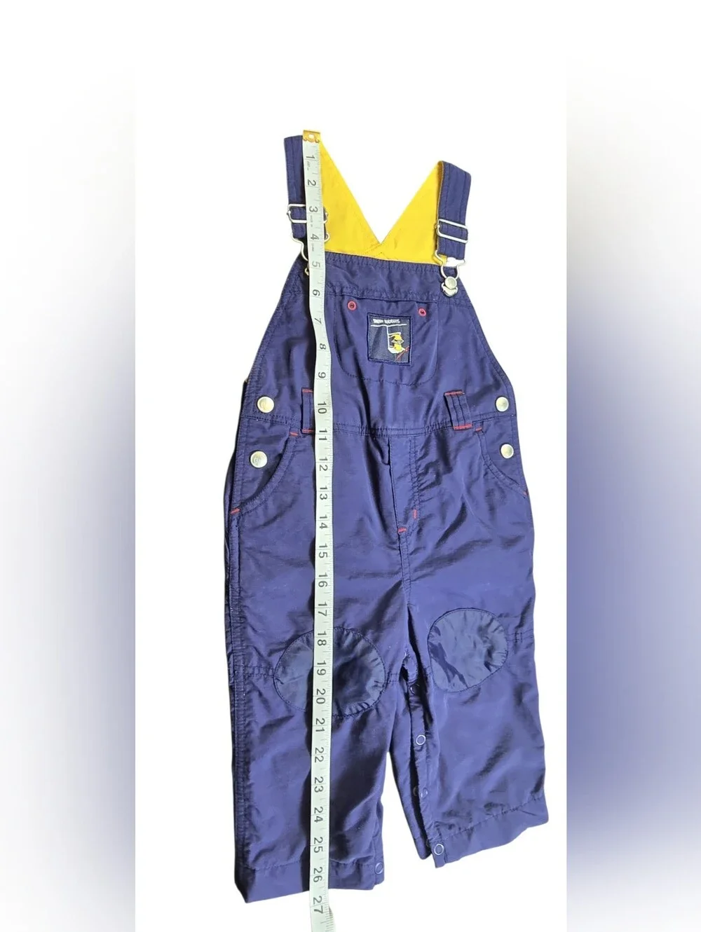 Vintage Gymboree Navy Blue/Yellow Snow Buddies Overalls Size 12-18M